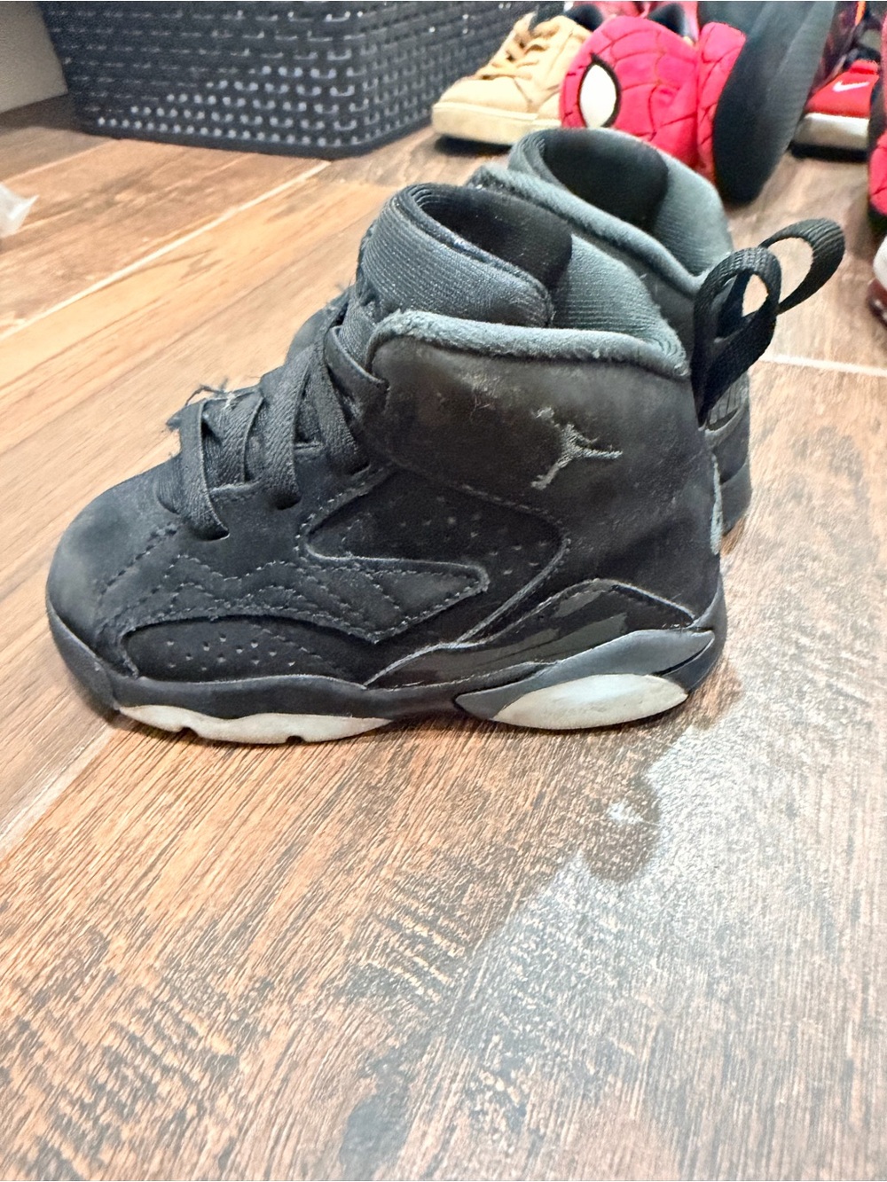 Jordan Kids Black High-Top Sneakers with White Accents